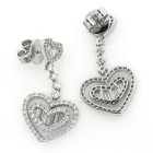 2.75Cts Round and Baguette Cut Diamond Heart Earrings